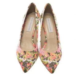 Stella McCartney Pink Floral Jacquard Gwen Pointed Toe Pumps Size 38.5 For Women -Stella McCartney Sales luxury women stella mccartney used shoes p70713 003