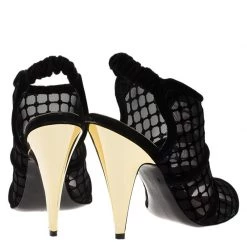 Stella McCartney Black Faux Suede And Mesh Slingback Sandals Size 37.5 For Women -Stella McCartney Sales luxury women stella mccartney used shoes p74700 005