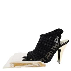 Stella McCartney Black Faux Suede And Mesh Slingback Sandals Size 37.5 For Women -Stella McCartney Sales luxury women stella mccartney used shoes p74700 008