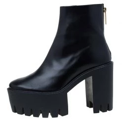 Stella McCartney Black Faux Leather Hadley Platform Ankle Boots Size 40 For Women -Stella McCartney Sales luxury women stella mccartney used shoes p79603 002