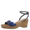 Stella McCartney Blue Faux Patent Linda Wedge Sandals Size 40 For Women -Stella McCartney Sales luxury women stella mccartney used shoes p88830 001
