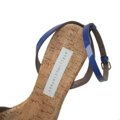 Stella McCartney Blue Faux Patent Linda Wedge Sandals Size 40 For Women -Stella McCartney Sales luxury women stella mccartney used shoes p88830 007