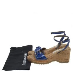 Stella McCartney Blue Faux Patent Linda Wedge Sandals Size 40 For Women -Stella McCartney Sales luxury women stella mccartney used shoes p88830 008