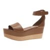Stella McCartney Brown Faux Leather Lindsey Ankle Strap Wedge Sandals Size 40 For Women -Stella McCartney Sales luxury women stella mccartney used shoes p93082 001