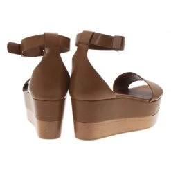 Stella McCartney Brown Faux Leather Lindsey Ankle Strap Wedge Sandals Size 40 For Women -Stella McCartney Sales luxury women stella mccartney used shoes p93082 005