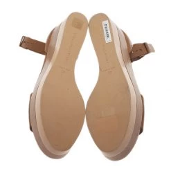 Stella McCartney Brown Faux Leather Lindsey Ankle Strap Wedge Sandals Size 40 For Women -Stella McCartney Sales luxury women stella mccartney used shoes p93082 007