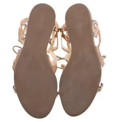 Stella McCartney Rose Gold Faux Leather Star Cut Out Lace Up Sandals Size 39 For Women -Stella McCartney Sales luxury women stella mccartney used shoes p93687 006