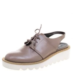 Stella McCartney Beige Faux Leather Slingback Oxfords Size 37 For Women