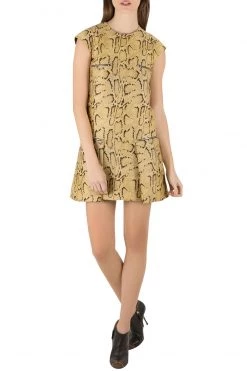 Stella McCartney Yellow Python Pattern Jacquard Zip Detail Mini Dress S For Women -Stella McCartney Sales luxury women used clothes p204583 005