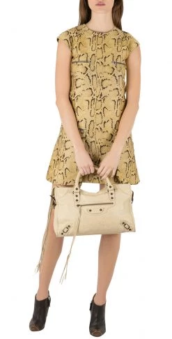 Stella McCartney Yellow Python Pattern Jacquard Zip Detail Mini Dress S For Women -Stella McCartney Sales luxury women used clothes p204583 008