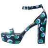 Stella McCartney Navy Floral Print Canvas Platform Sandals Size 37.5 For Women -Stella McCartney Sales luxury women used shoes p204674 001
